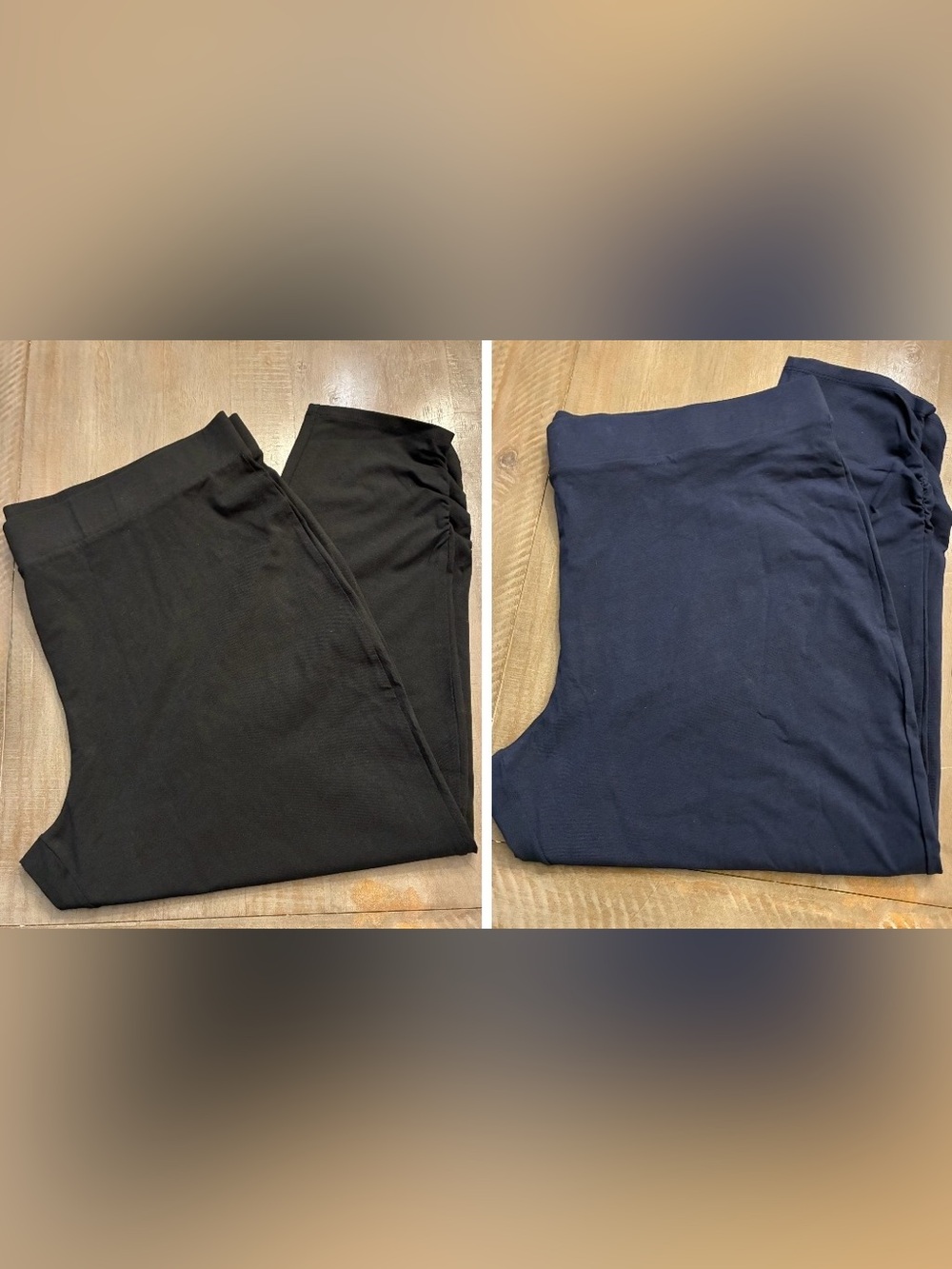 Set of 2 Leggings/Yoga Pants with Rouching - Black & Navy